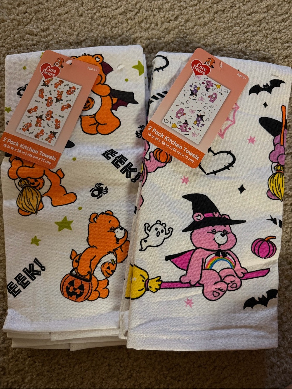 Care Bears Halloween Kitchen Towels - Orange & Pink
